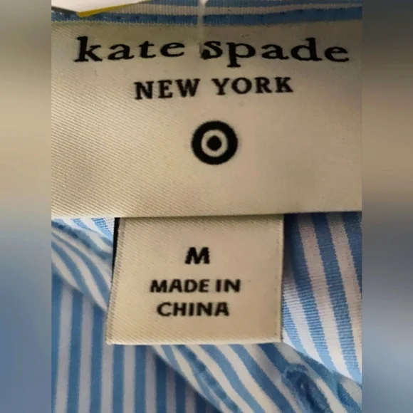 Kate Spade For Target Blue White Stripe Short Sleeve Ribbon Midi Shirtdress | Md - Picture 4 of 5